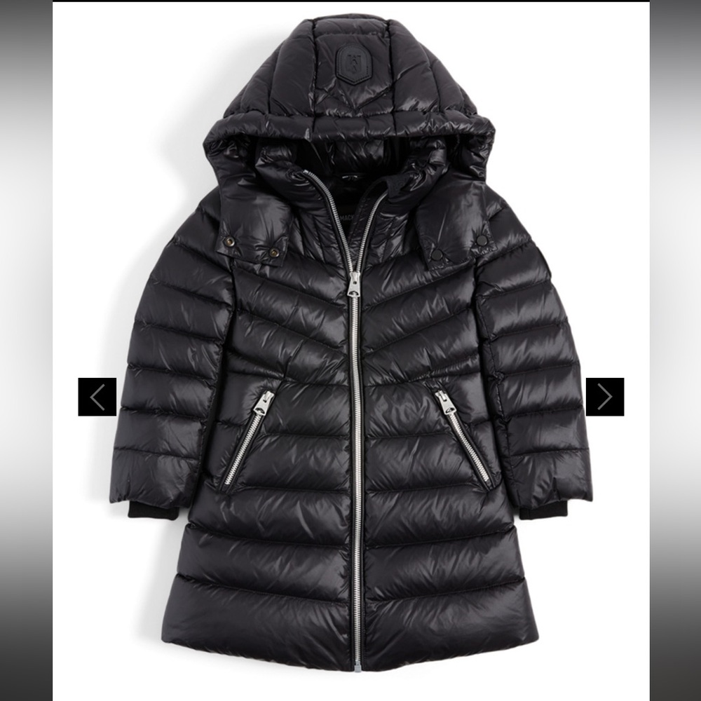 MACKAGE GIRLS Larena Long Puffer Hooded Down Coat in Black